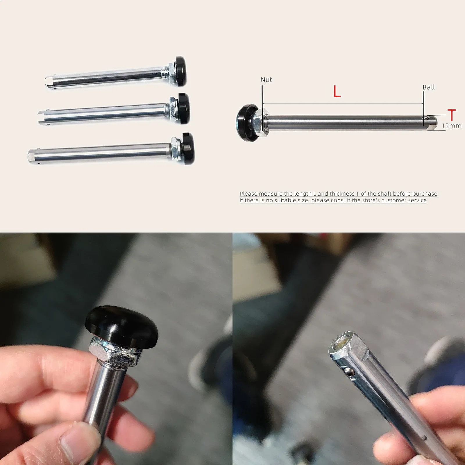 Wheelchair Rear Wheel Quick-Release Axle Pin 12mm Stainless Steel Custom Length