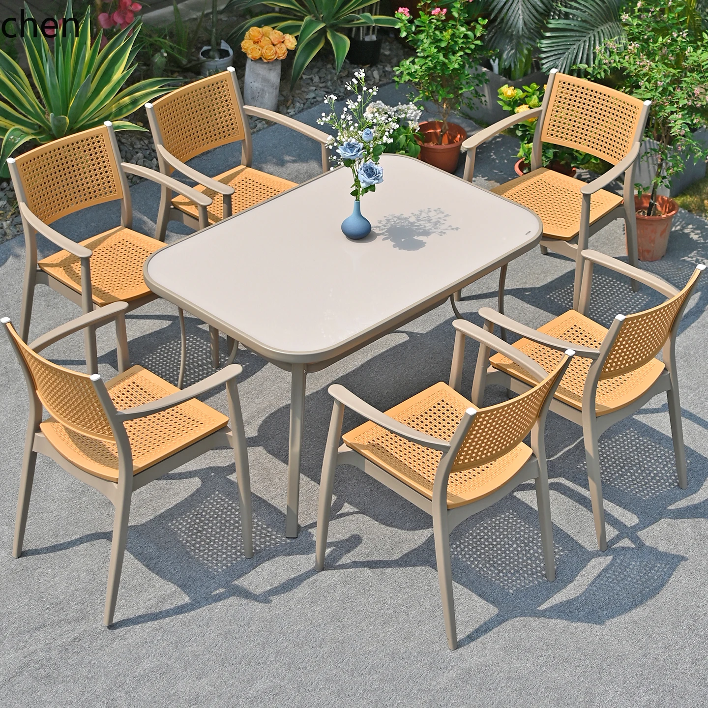 HXL Outdoor Table and Chair Set for Courtyard Garden Waterproof Sunproof Anti-corrosion Leisure Table and Chair