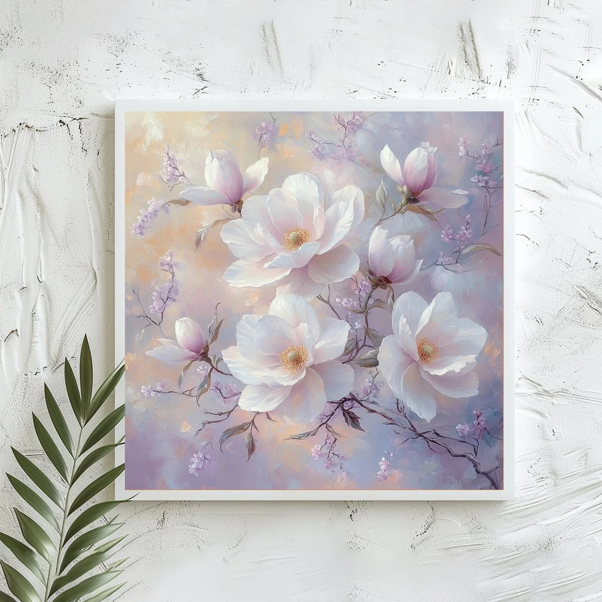1 Stück 40x40 cm/15,74 Zoll, 11Ct/14Ct Kreuzstich-Set, DIY Valentinstagsgeschenk, Stickerei-Set für Festlichkeiten, Magnolienblütenzweig – Detail 2