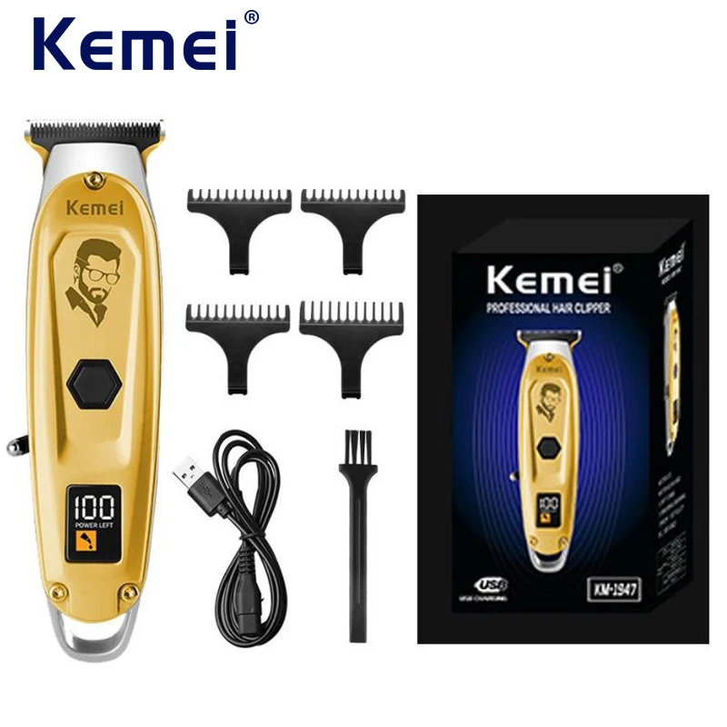 

Kemei KM-PG1947 Professional Hair Clipper for Men LCD Display Hair Trimmer Machine USB Charging Cordless Hair Cutting Machine