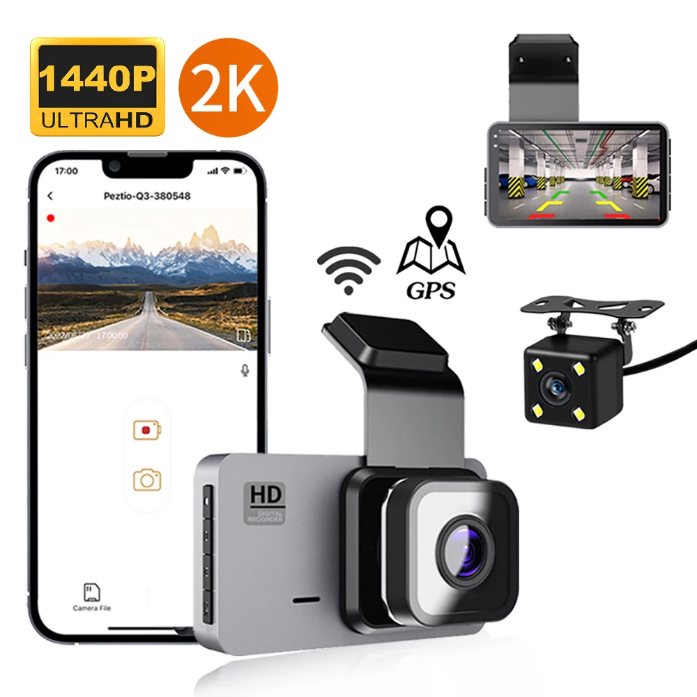 

2K 1440P Car DVR WiFi GPS Dash Cam Rear View Car Camera Vehicle Video Recorder Parking Monitor Night Vision Vehicle Black Box