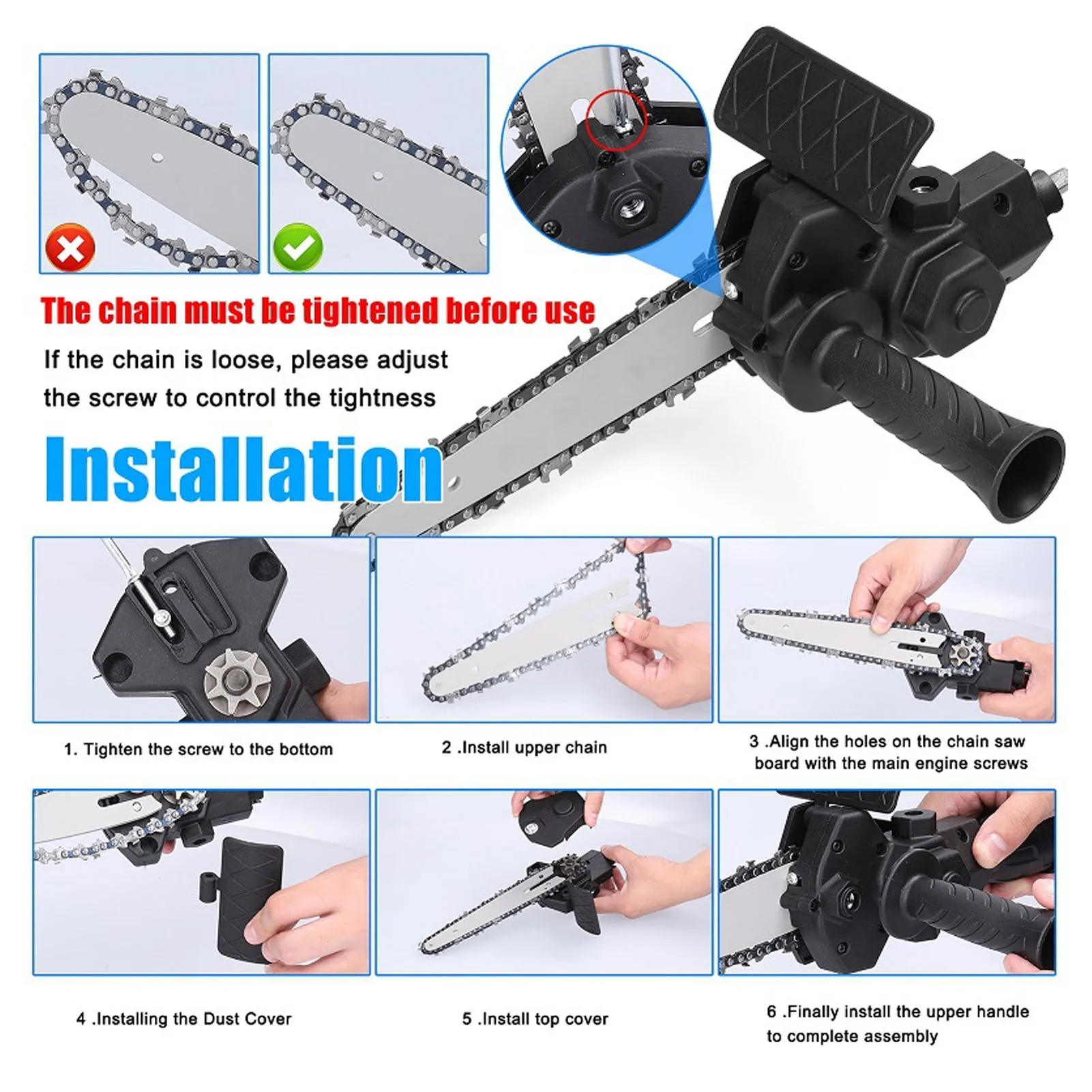 Drill To Saw Adapter Anti Slip Portable Light  Auxiliary Handle Easy Assembly Saw Conversion Head for Woodwork