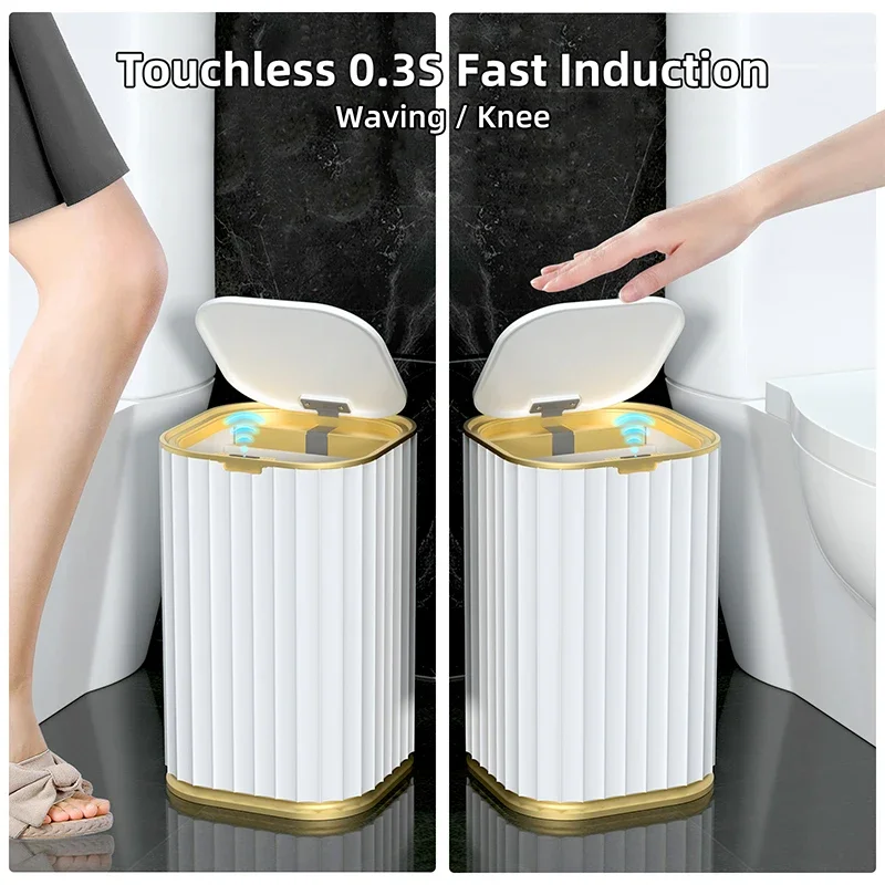 Smart Sensor Garbage Bathroom Trash Can Electronic Automatic Household Toilet Induction Waterproof Garbage Smart Home Supplies