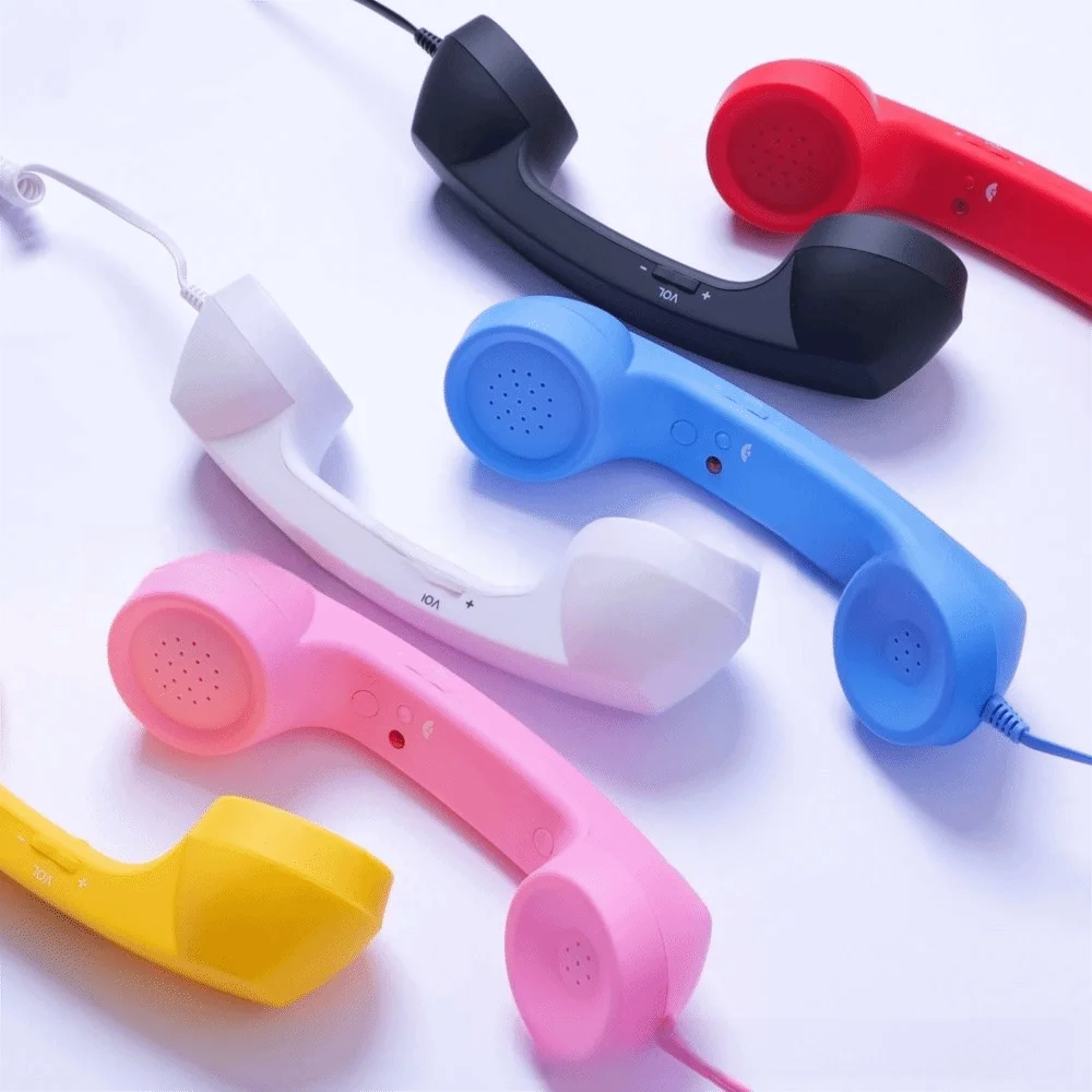 Wired Receiver Retro Telephone Handset Type-C/3.5mm External Volume Control Wired Microphone Handset with Microphone Speaker