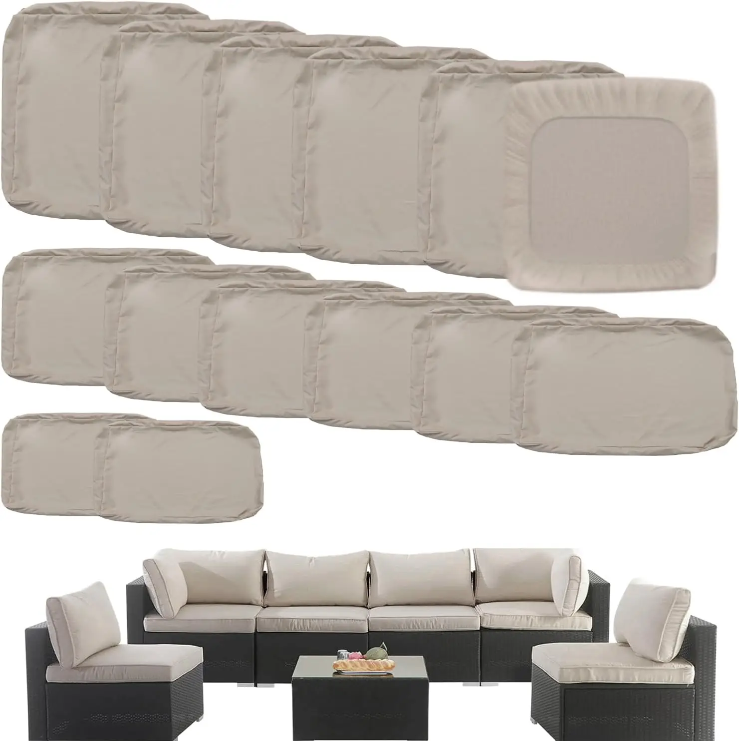 

Сменные чехлы для уличных подушек, 14 шт., для 7-местного секционного дивана из ротанга, комплект чехлов для сидений и спинок