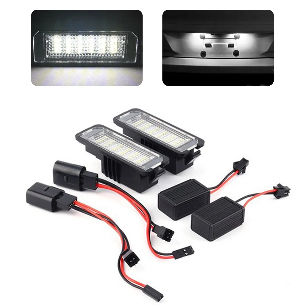 2 pçs 12v led número luz da placa de licença lâmpadas para vw golf 4 5 6 7 para polo 6r luzes da placa de licença do carro acessórios exteriores automóveis