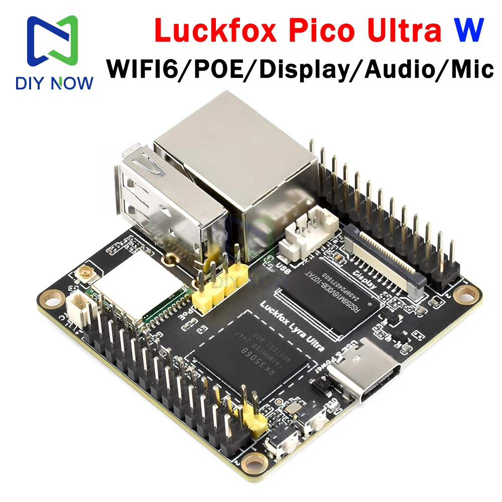 Luckfox Lyra Ultra W Lucky Fox RK3506B intégré EMMC-8GB WiFi6 /PoE avec processeur tri-core intégré Audio et DisplayPort
