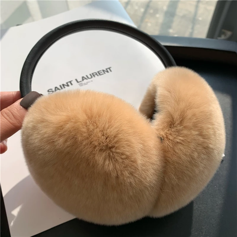 Rex Rabbit Fur Earmuff Women\'s Autumn and Winter Warm Earmuffs Earmuff Real Fur Ear Cover Ear Warmer Ear Muffs Winter