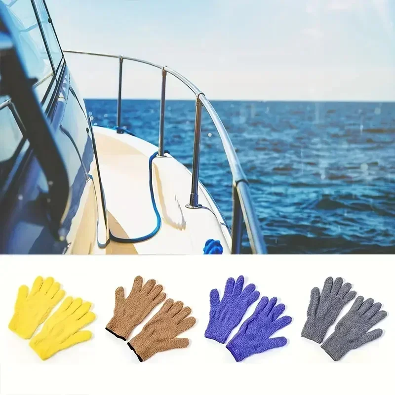 1Pair Cleaning Gloves Microfiber Coral Fleece Car Grooming Gloves Solid Five Finger Dust Removal Housework Absorbent Gloves