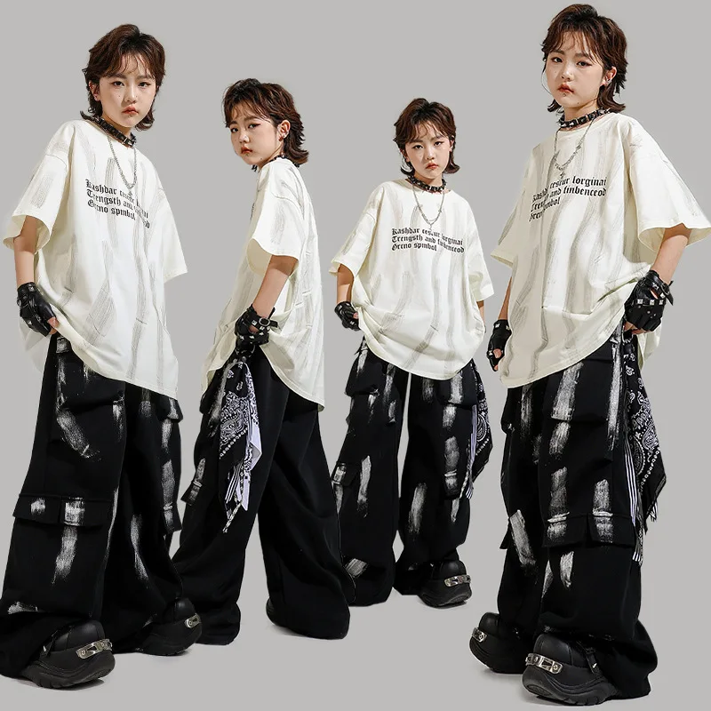 

Modern Jazz Girls Dance Clothes Black Navel Tops Pants Cool Hip Hop Dance Costumes Kpop Stage Performance Outfits Trend