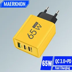 65W USB C Charger GaN Fast Charging Charger PD Quick Charge 3.0 Wall For Phone Adapter For iPhone 15 Xiaomi POCO Samsung Oneplus