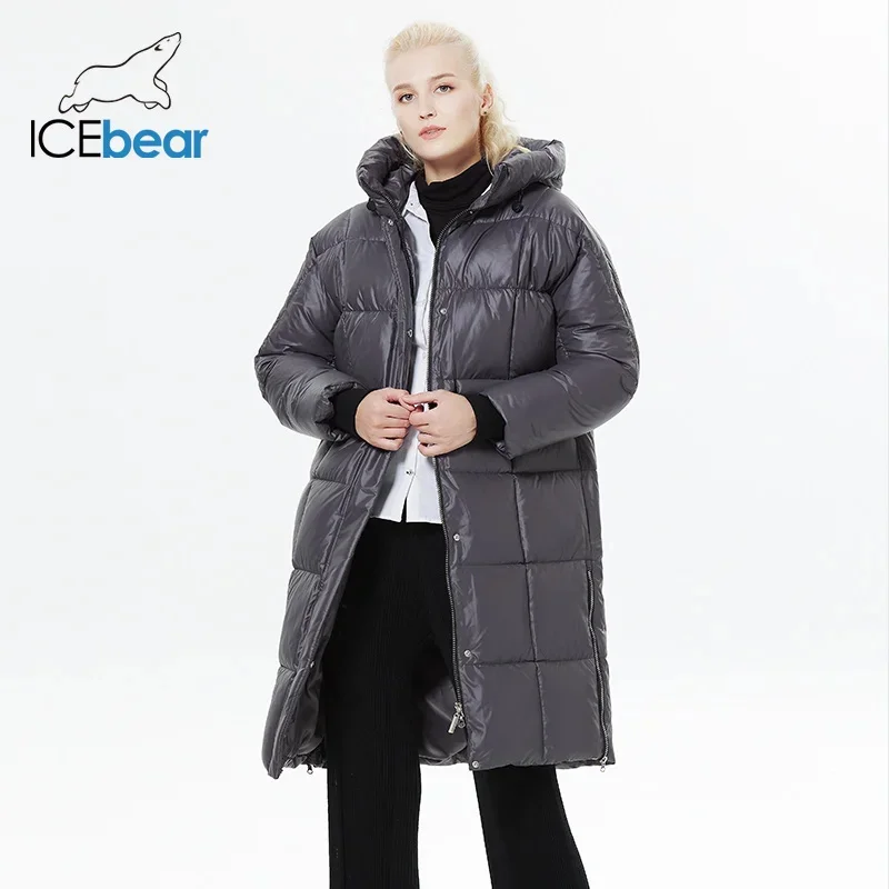 

ICEbear 2023 Зимнее женское Модное Пальто С Капюшоном Для Сохранения Тепла И Ветрозащитная Парка На Молнии Свободные женские куртки GWD22558I