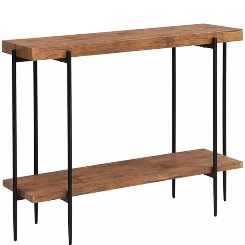 

American solid wood home home homestay porch cabinet double-layer wooden shelf bookshelf porch table