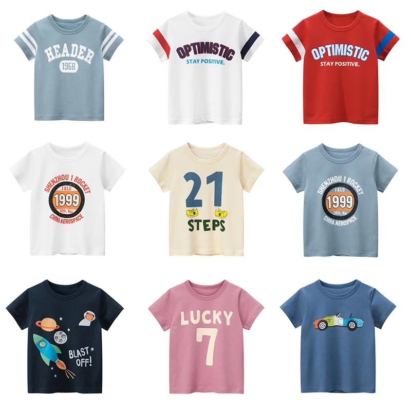 2024 nuovo 2-8 anni estate bambini ragazzi T-shirt cartone animato stampato lettera neonato manica corta top bambini magliette vestiti del bambino