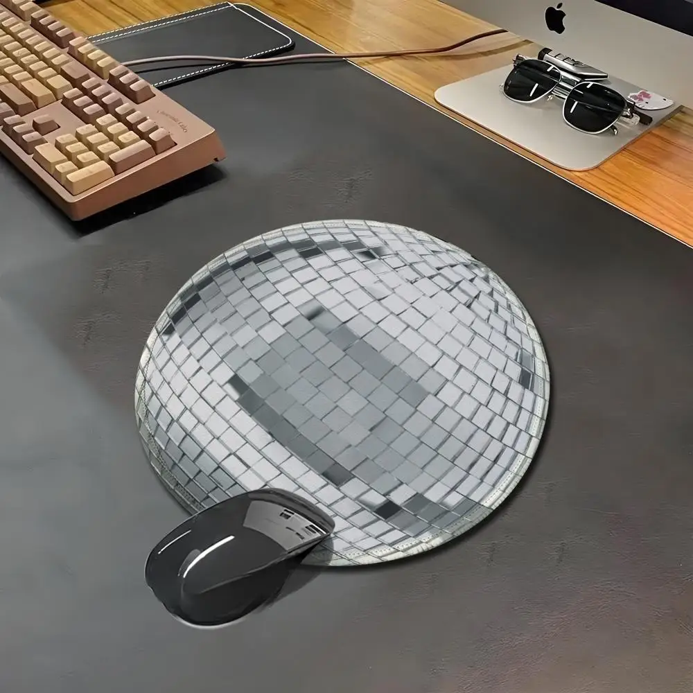 HYBXAXC Disco Ball Round Mouse Pad Non Slip Rubber Desk Mat Waterproof Gaming Keyboard Pad for Office Home