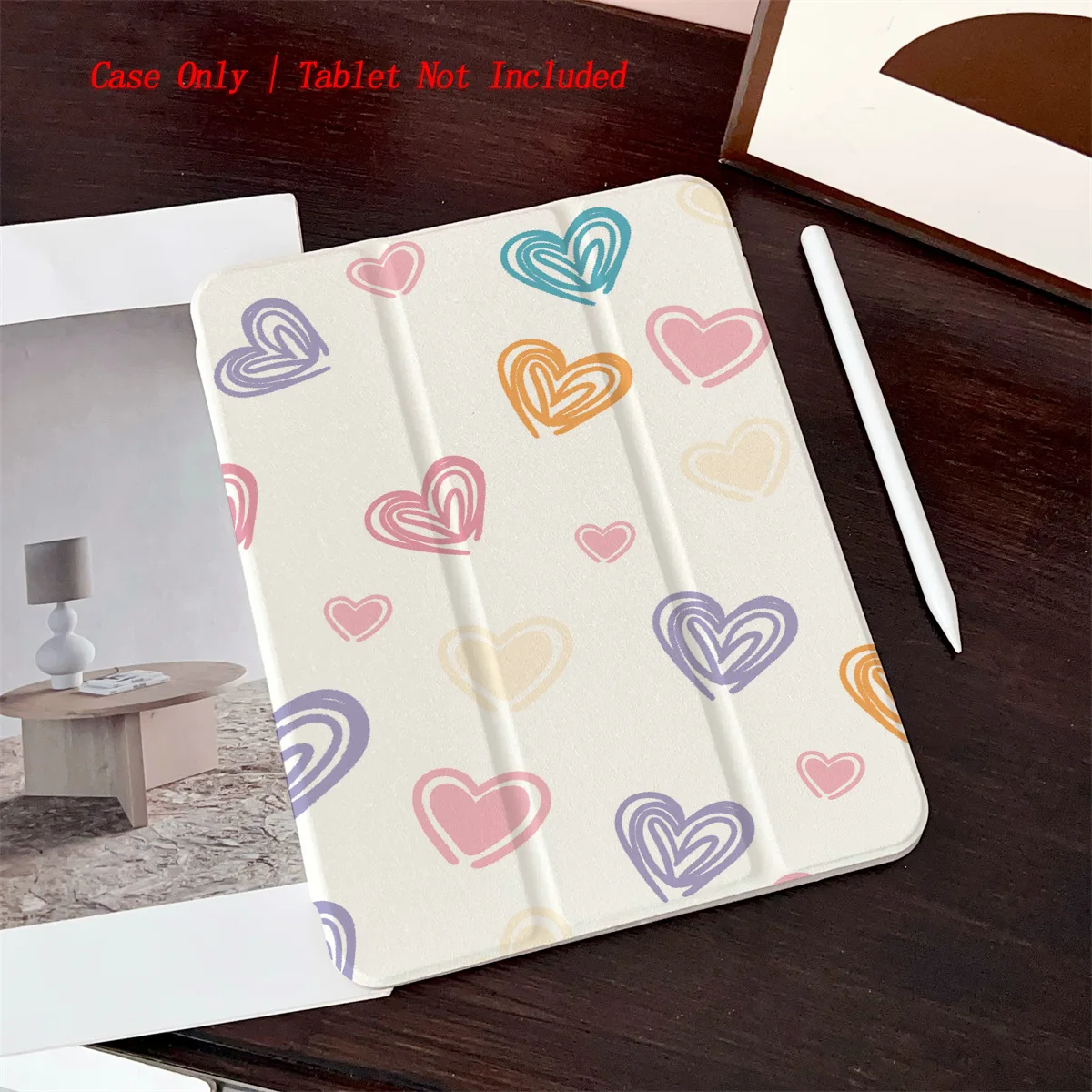 

Sweet Solid Color & Multi-Color Little Hearts iPad Case For Apple iPad Pro 11/12.9 Air 4/5 Mini 6 10th Gen Cover