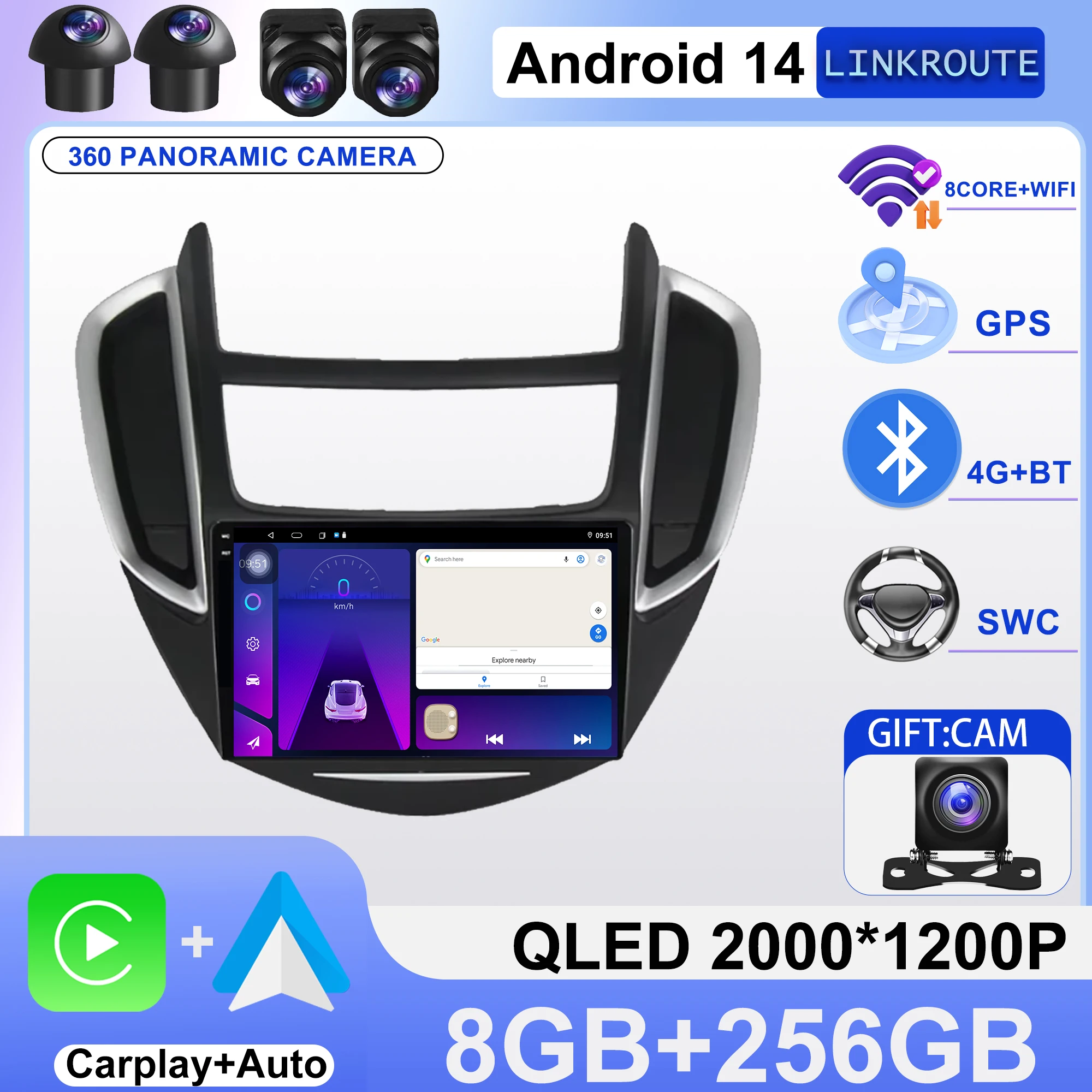 Android 16 Car Radio 4G+WiFi Carplay Auto Multimedia Video Stereo DSP GPS Navigation For Chevrolet Tracker 3 TRAX 2013 2014 2015