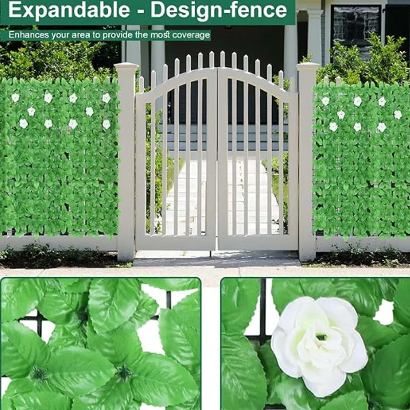 Artificial Ivy Privacy Fence,Faux Evergreen Leaf Hedges Invisible Fencing Panel for Indoor Outdoor Garden Fence Decor,