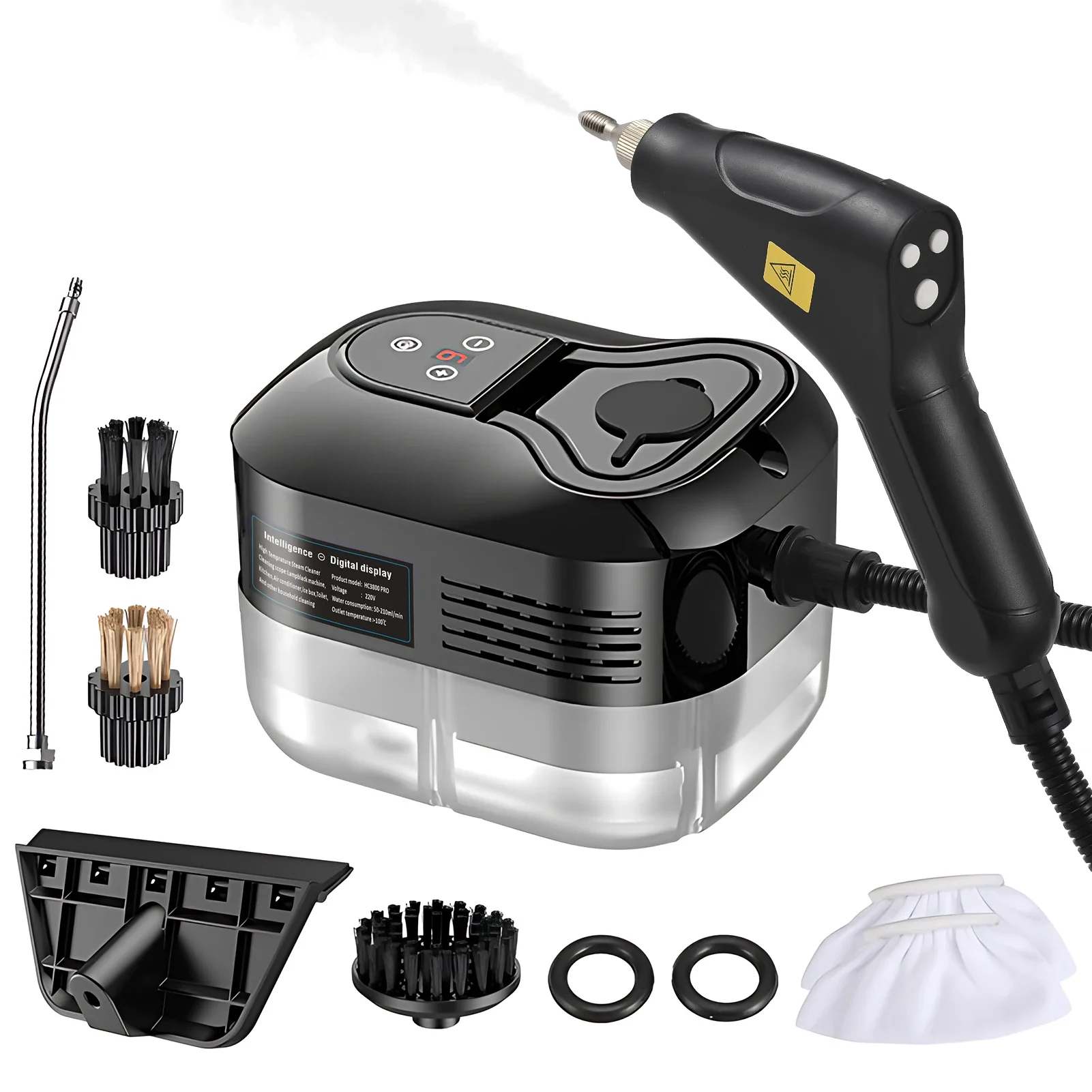 Handheld Steam Cleaner 6 Levels Adjustable 105℃/221℉ Deep Cleaning Steamer 1200ml Water Tank High Temp Steam Cleaning Machine