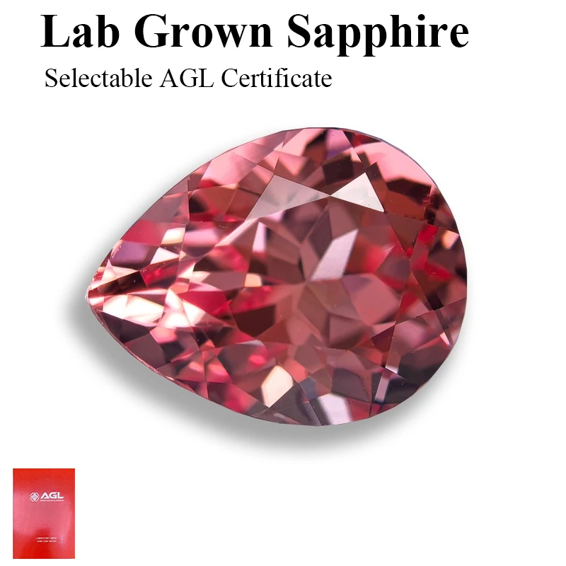 

Lab Grown Sapphire Padparadscha Red Lotus Sunrise Color Pear Shape Gemstones for Jewelry Making Selectable AGL Certifi