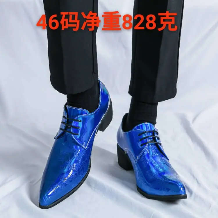 2024 New Men's Pointed Leather Shoes with Heightened Lacquer Leather and Bright Face, Casual Stylist Trendy Shoes