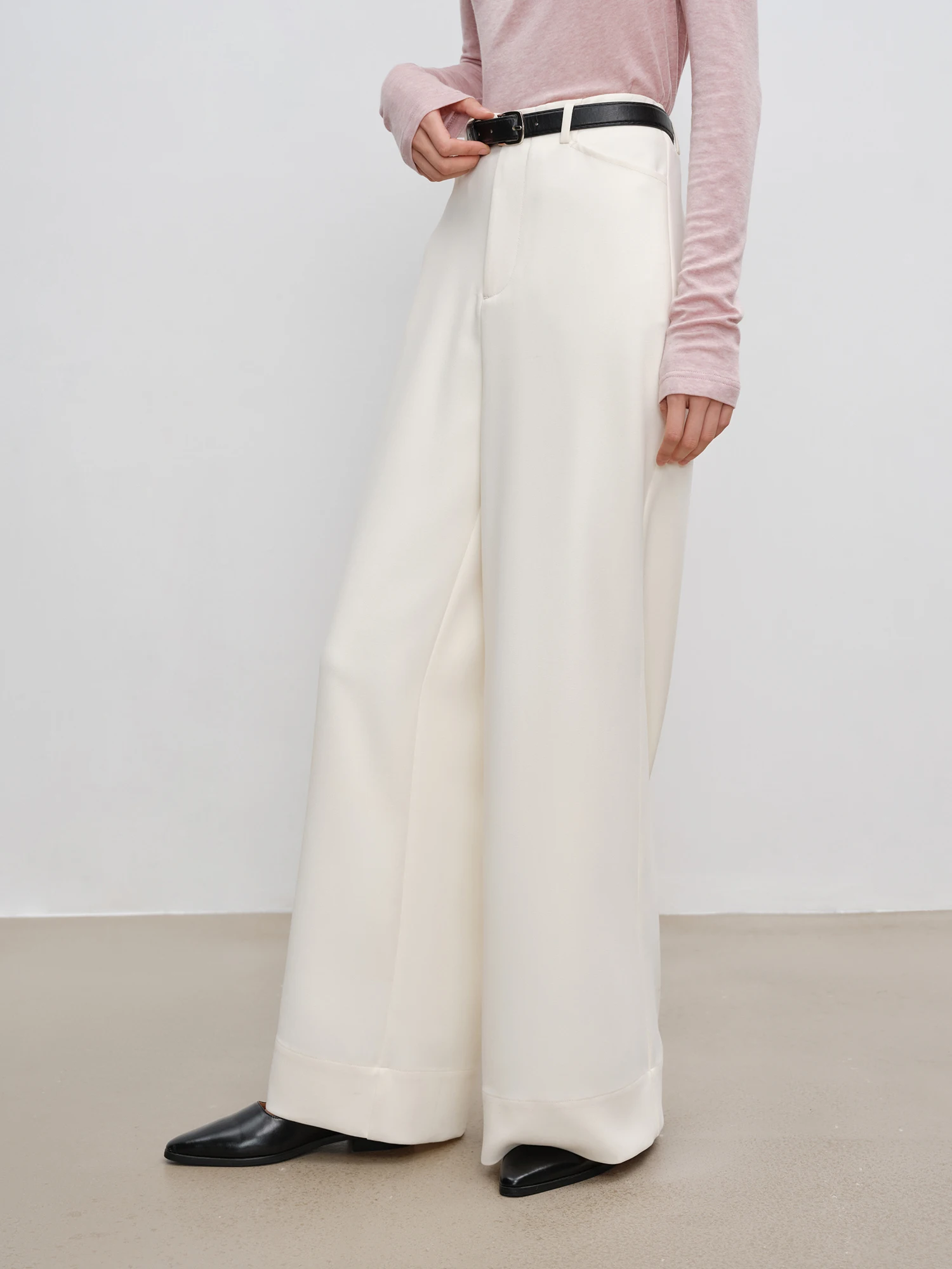 ZIQIAO Petite Casual Versatile Loose Wide Leg Pants for Women 2024 New Pear Shaped Figure, Big Foot Mouth, Floor Length Pants