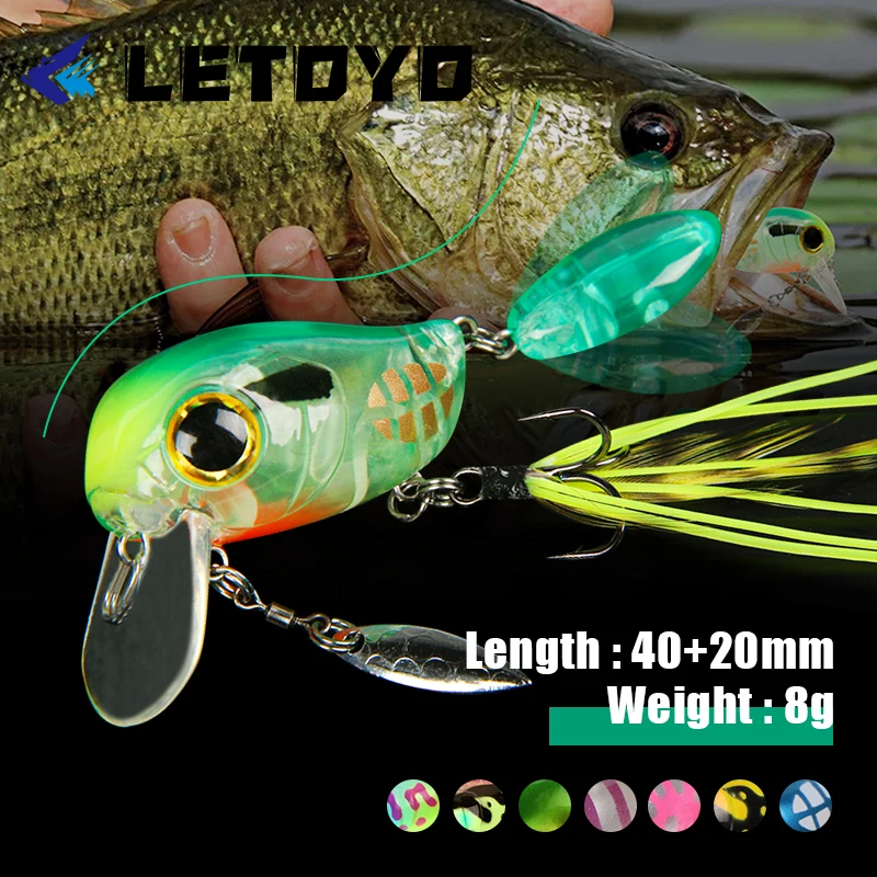 LETOYO Leurres de pêche avec spinnerbaits rotatifs, leurres artificiels rigides scintillants pour la pêche au bar en eau douce, matériel de pêche