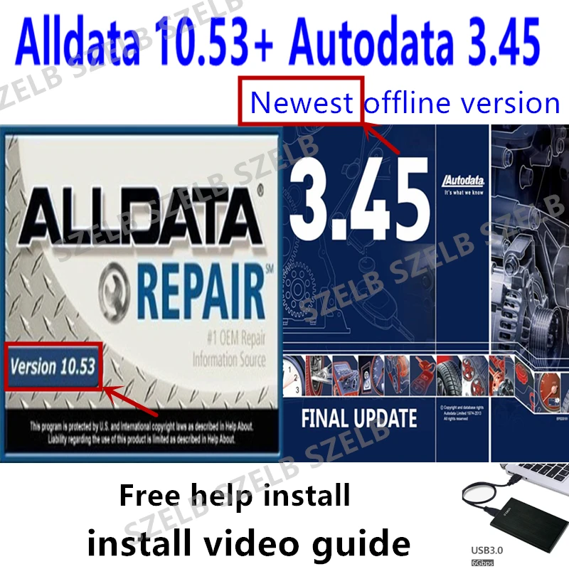 Newe Autodata 3.45 alldata 10.53 software Auto Repair Software Auto data 3.45+ alldata software with Wiring diagram free install