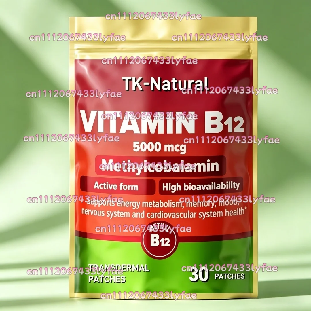30 Patchs Transdermiques de Vitamine B12 pour la Mémoire, l'Humeur, la Fonction des Cellules Sanguines, la Santé Cardiovasculaire et l'Énergie