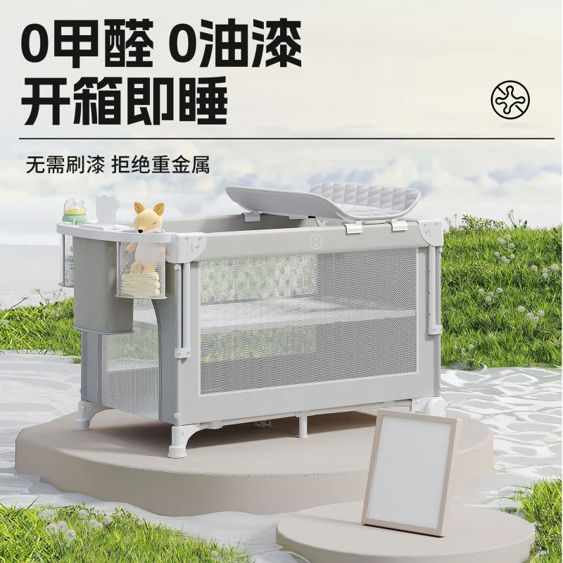 سرير أطفال متعدد الوظائف، روضة أطفال محمولة قابلة للطي، سرير لحديثي الولادة، سرير كبير على الطراز الأوروبي