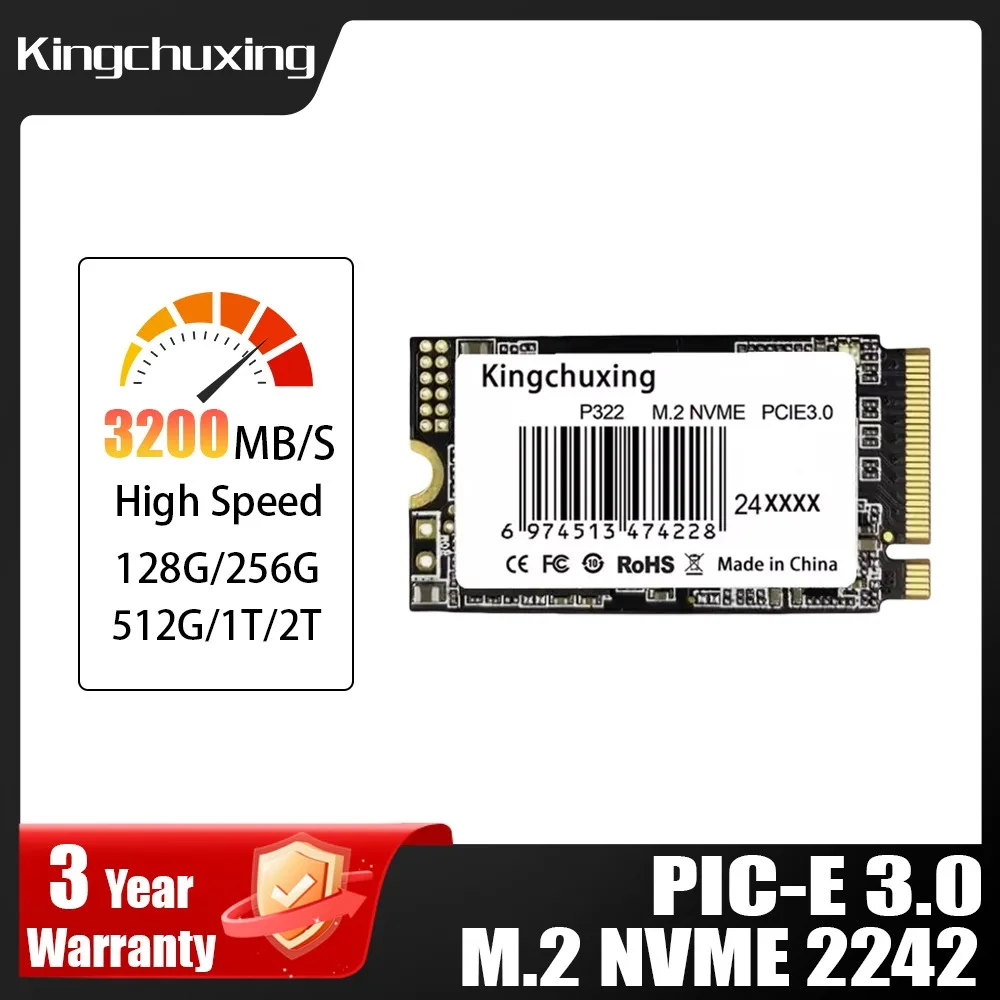 Kingchuxing M.2 2242 NVMe PCIe3.0 SSD 1TB 512GB 256GB for Laptop Desktop High-Speed Solid State Drive