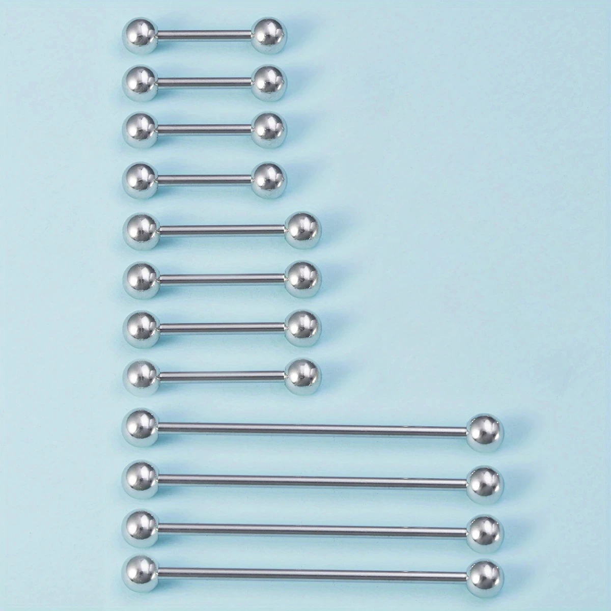 6/12pcs 14G Stainless Steel Piercing Barbell Kit Tongue Ring Nipple Bar Industrial Piercing Earrings Mixed 38mm 16mm 12mm