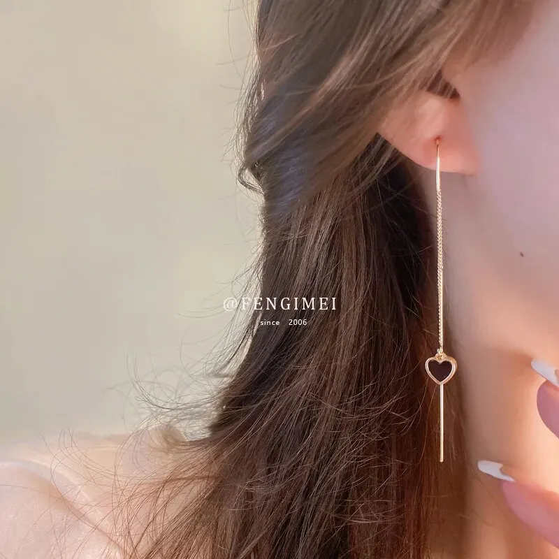 Silver Needle Black Tie Love Flower Earrings 2024 Spring and Autumn New Temperament Studs Niche Fashion Earrings Wholesale Femal image 3