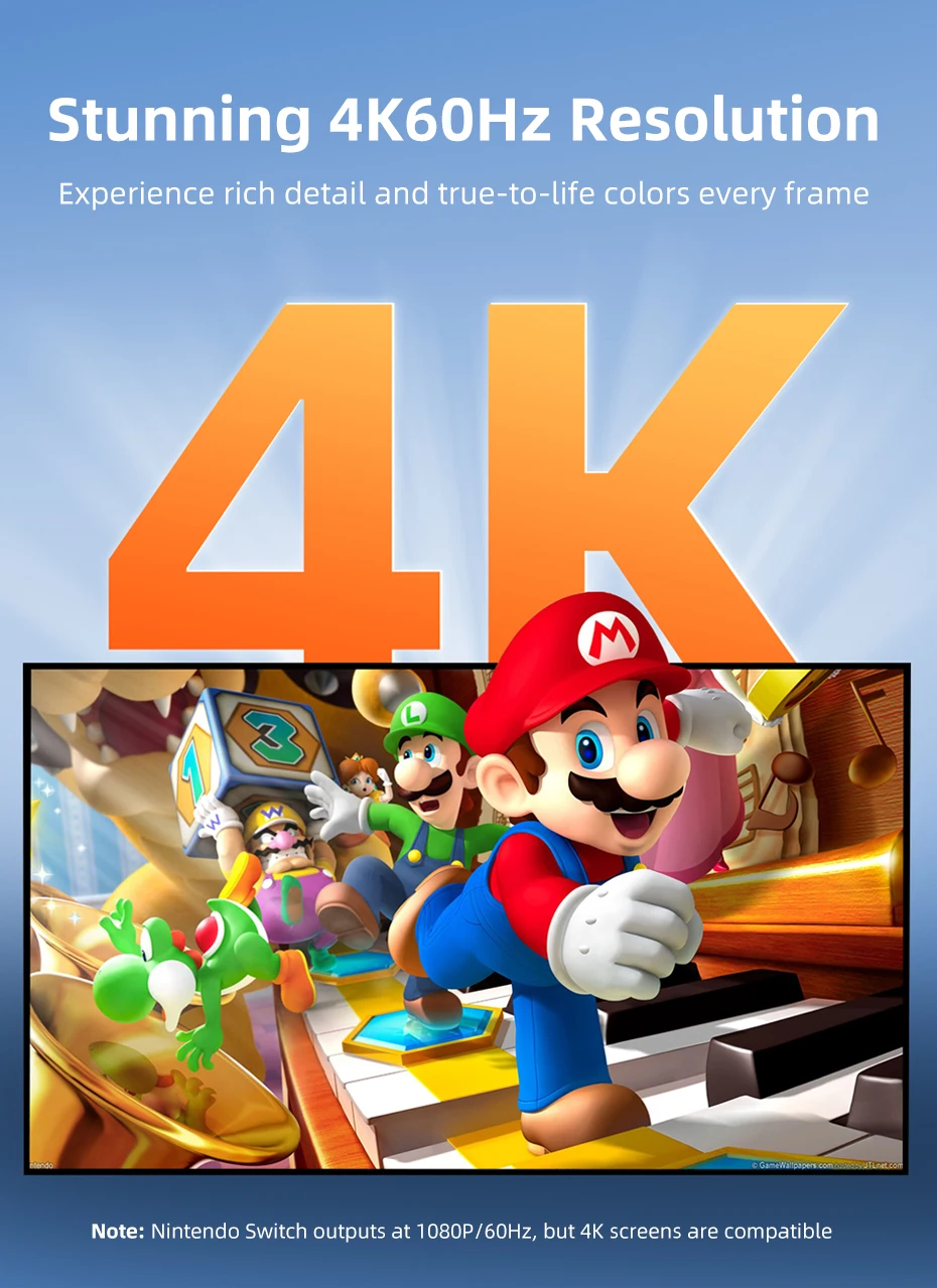 CABLETIME USB-C zu HDMI Kabel 4K144Hz PD 100W Typ-C zu HDMI Kabeladapter Perfekt für Switch 2/1 OLED PS4/5 Nintendo – Detail 21
