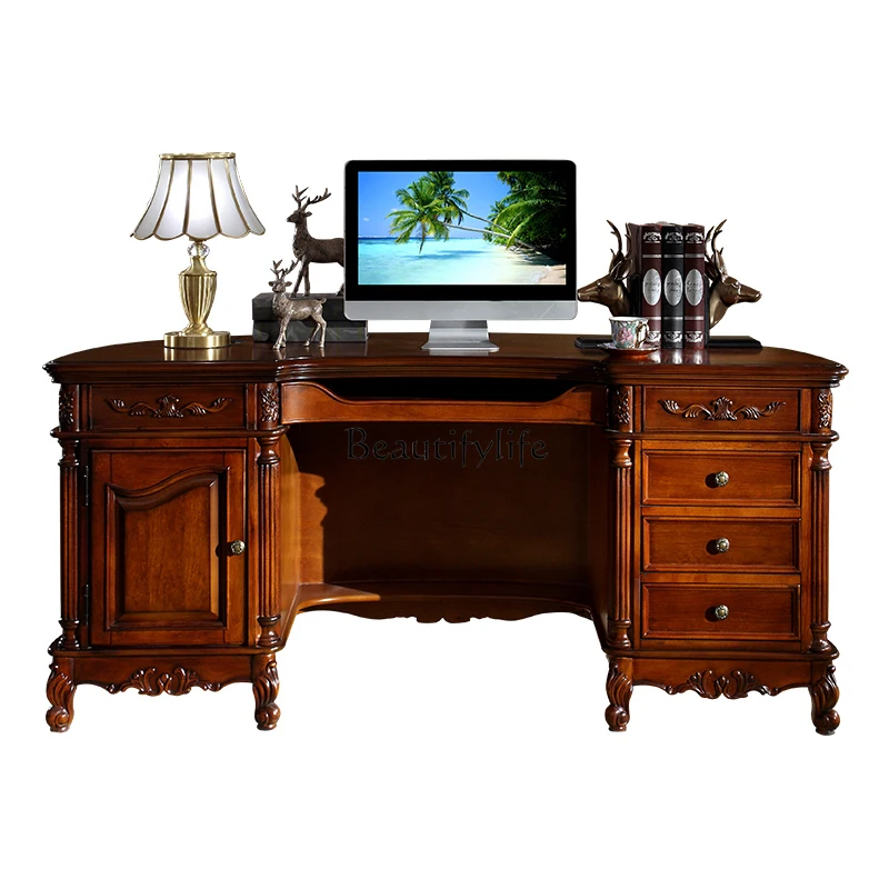 American Semicircle Desk Home Desktop Computer Solid Wood Table