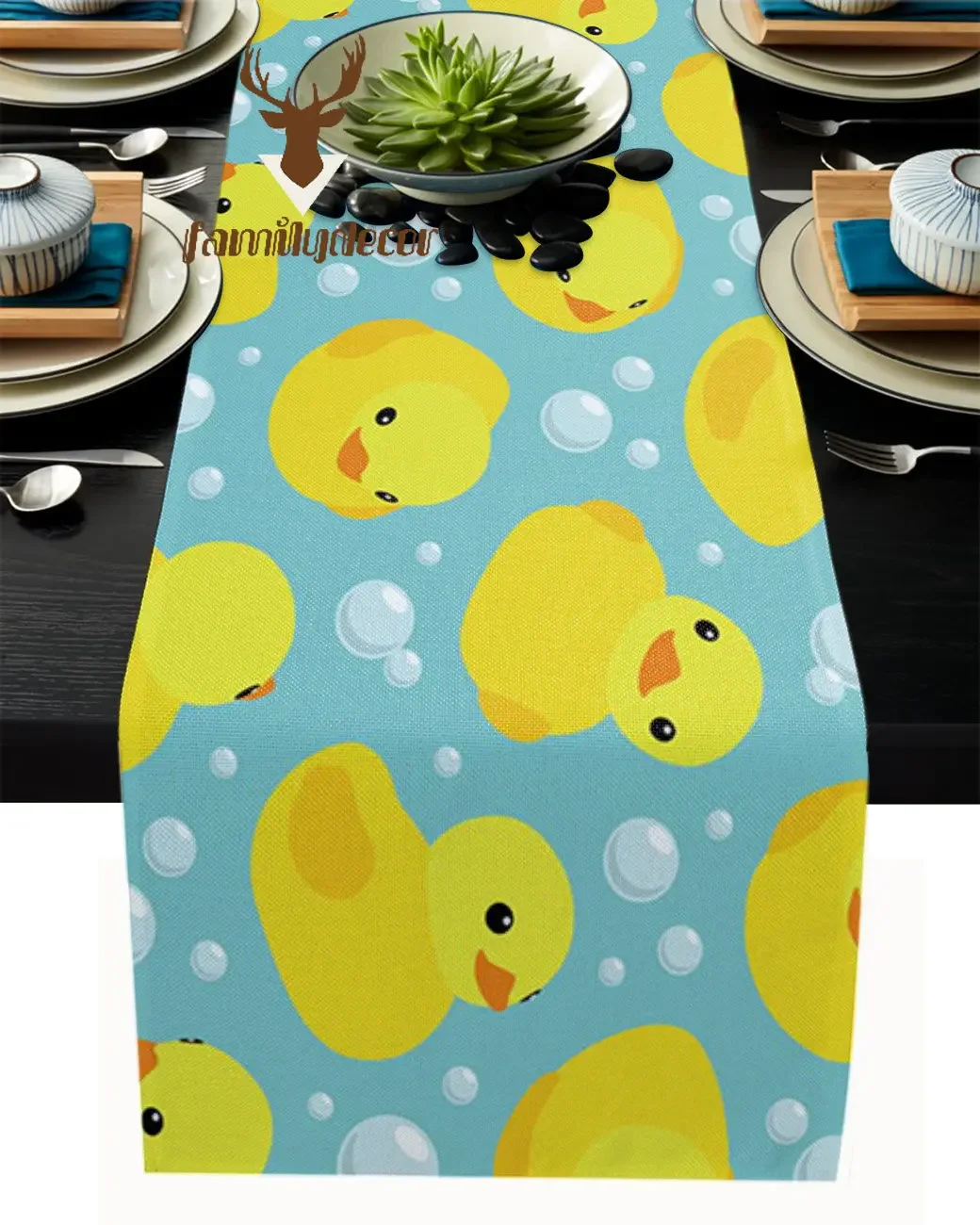 Home Table Runner Duck Cute Cartoon Cupboard Coffee Table Cover Cloth Birthday Party Dinner Table Decoration Base Cloth