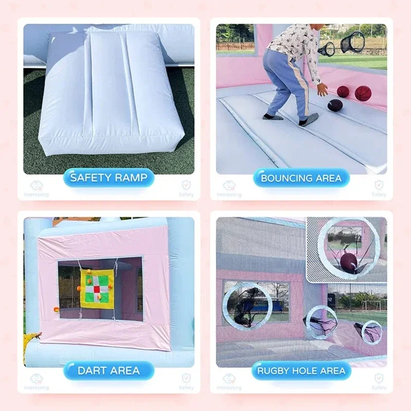 Casa inflable colorida de rebote blanca para boda, castillo inflable de PVC/rebote nupcial para niños, puente, cama para saltar, barco aéreo libre al aire libre