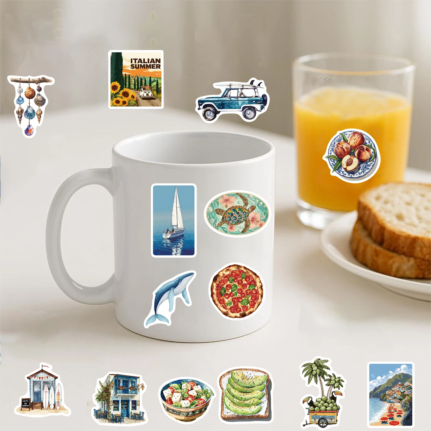 50PCS Summer American Print Sticker Waterproof Notebooks Quote Water Bottle Phone Guitars Motivational Skateboard Decals