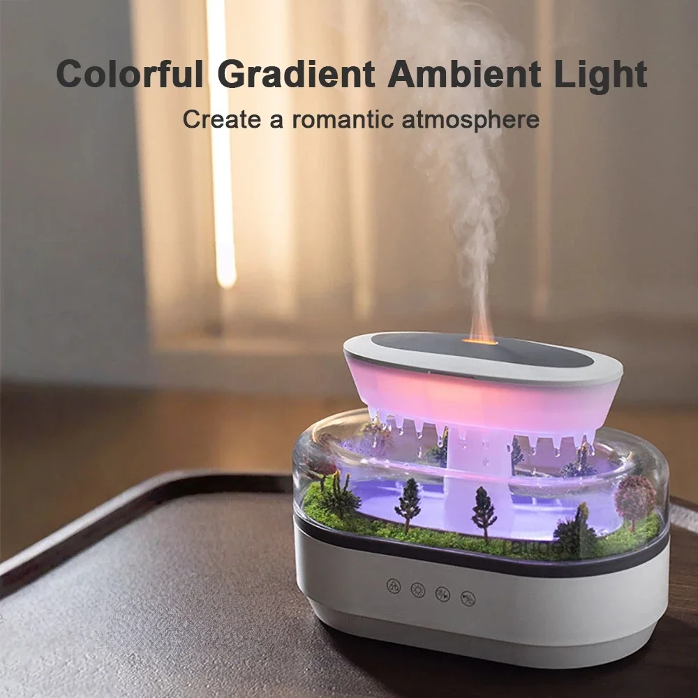 New Raindrop Air Humidifier Aroma Humidifier Colorful Atmosphere Light White Noise Music Essemtial Home Oil Fragrance Diffuser