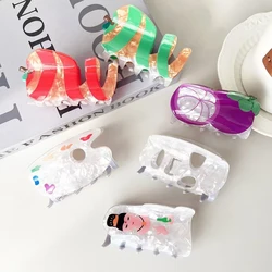 1pc acrylic fruit clip,cute mangosteen apple,unique and novel facial mask, color palette, Guanyin Bodhisattva shaped shark clip