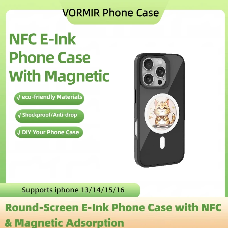 

Лидер продаж HD Magnetic Smart AI глянцевый чернильный экран чехол для мобильного телефона для iPhone 16/15/14/13 круглый экран DIY изображение NFC чехол для телефона