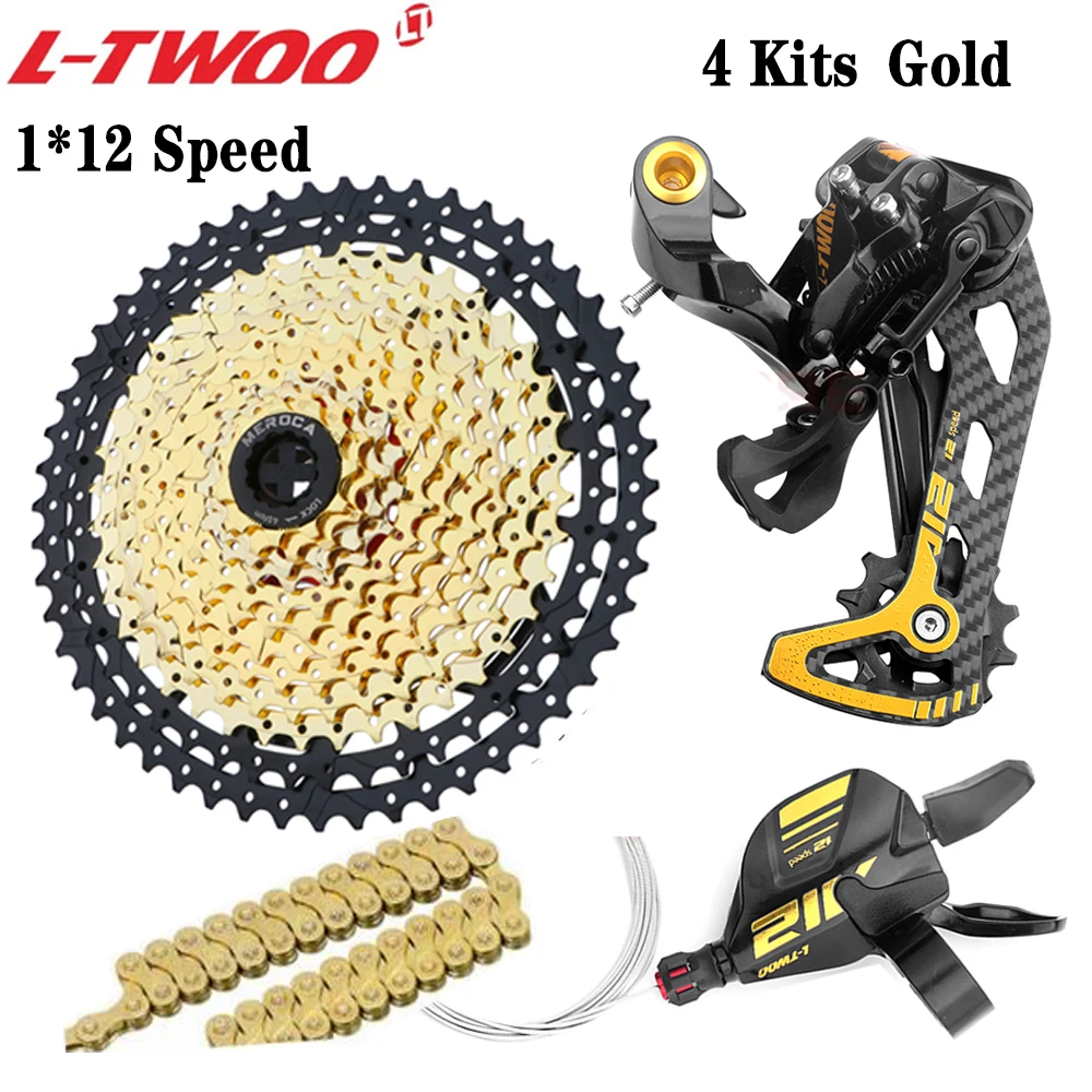 

LTWOO AT12 MTB Mountain Bike Groupset 12 Speed Shifter Lever Rear Derailleur Cassette 11-50/52T Gold KMC Chain For Shimano Sram