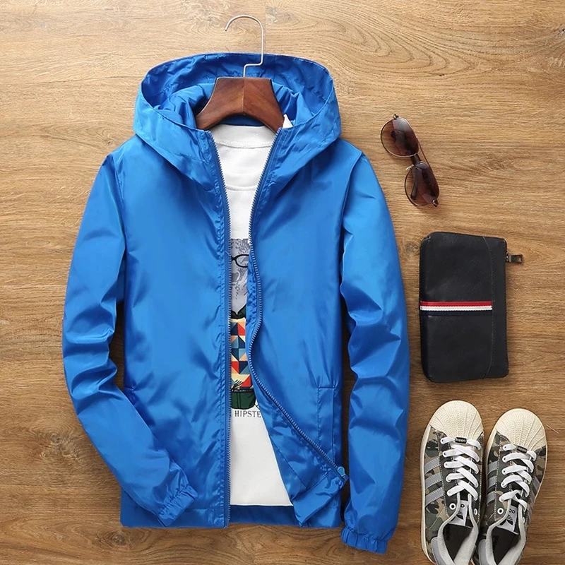 2025 primavera otoño nuevos hombres con capucha Casual chaqueta ligera a prueba de viento chándales con cremallera moda al aire libre Camping viaje ropa