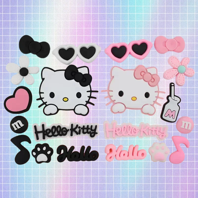 

Miniso New Sanrio Katy Cat Accessories Shoes Charm Buckle Set Cartoon DIY Accessories Soft Rubber Decoration Party Gift