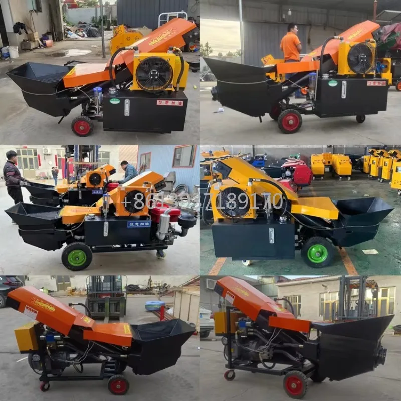 Mini Diesel Concrete Pump Trailer Machine New Hydraulic Pump Accessories 60m Max Vertical Conveying Distance Engine Motor Core
