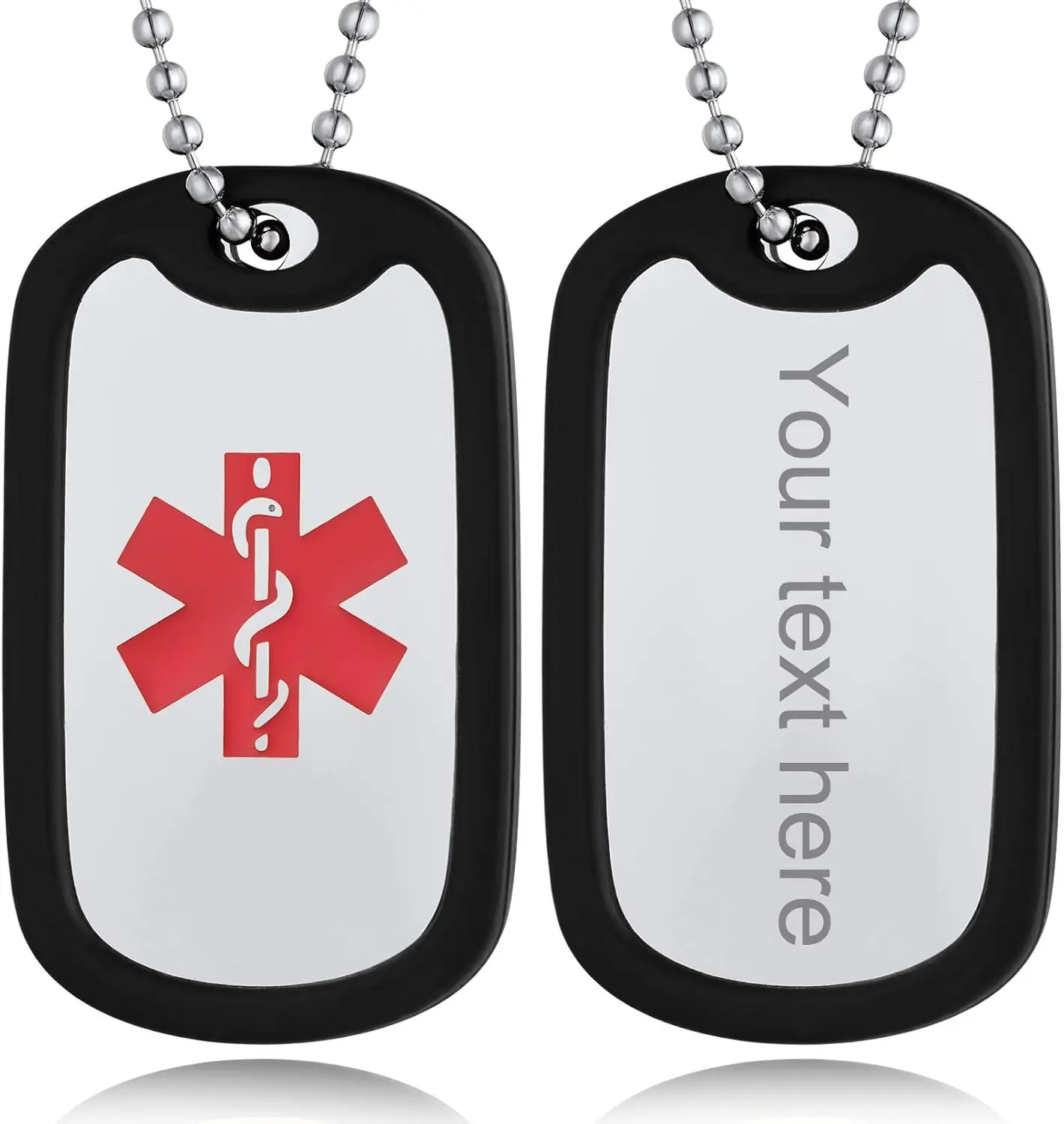 

Men's/Women's Personalized Medical Alarm Necklace Free Customized Carving Stainless Steel Emergency Medical ID Dog Tag Pendants