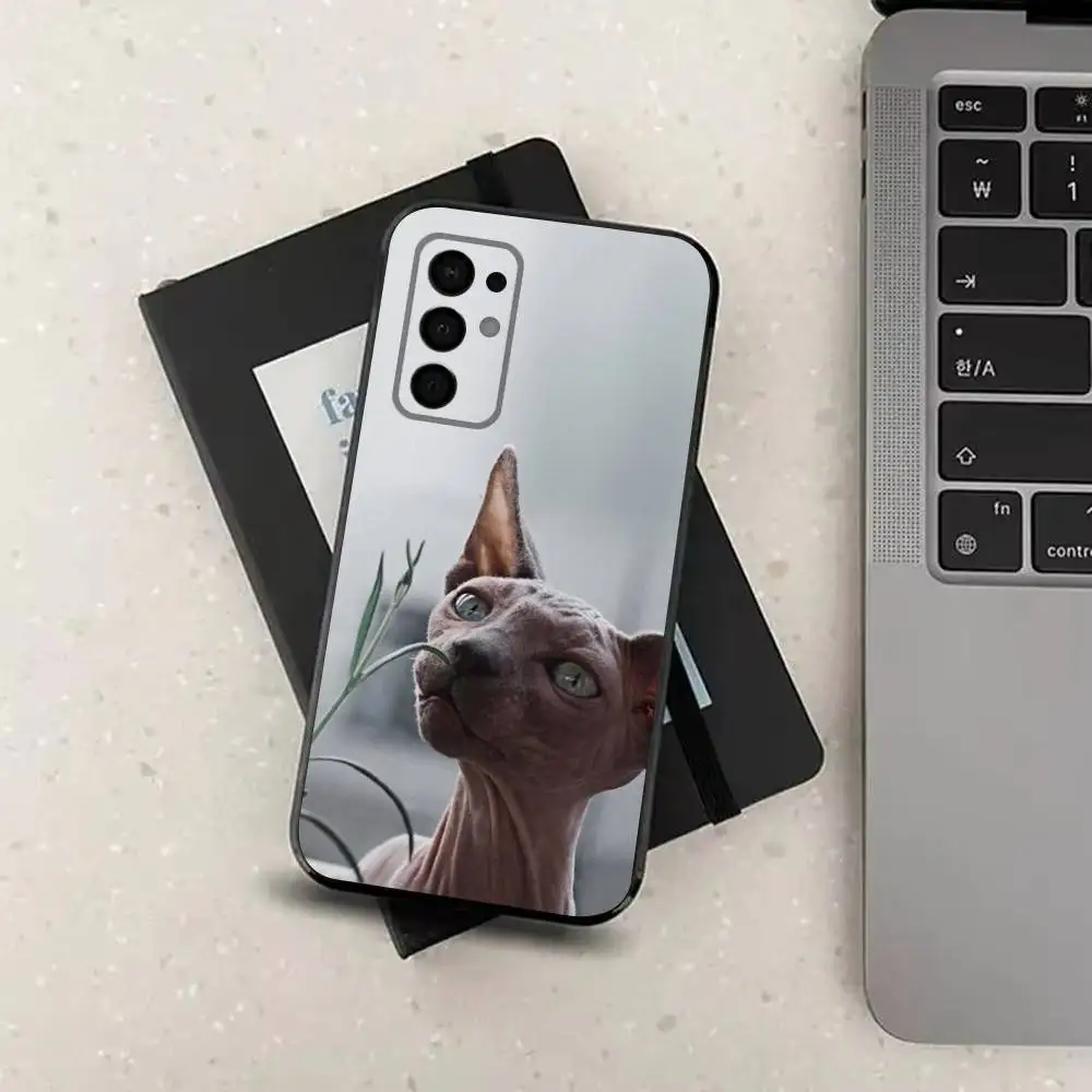 Funda Animal Sphynx Cat para Samsung Galaxy A91,A80,A73,A72,A71,A53A52,A32,A31A22,A21s,A20, cubierta negra
