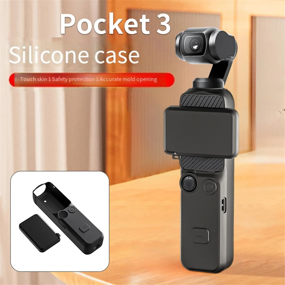 Silicone Case para DJI Pocket 3, Capa Protetora de Tela, Dropproof e Crashproof, Acessório para Câmera Esportiva