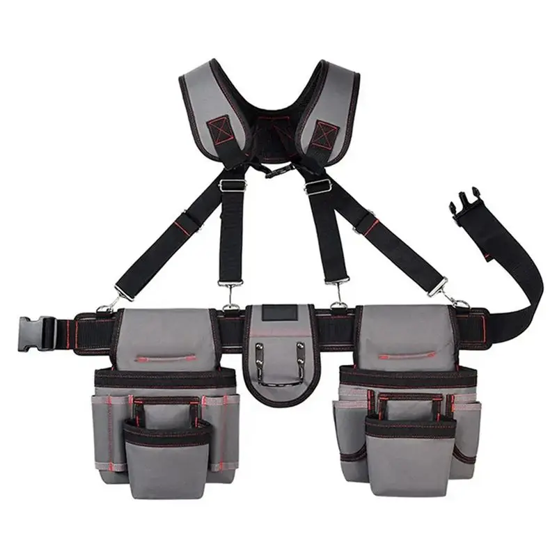 B50C Suspender Tool Belt With Pouches Portable Large Capacity Gardening Tool Bag Electrician Tool Bag Strap Belt