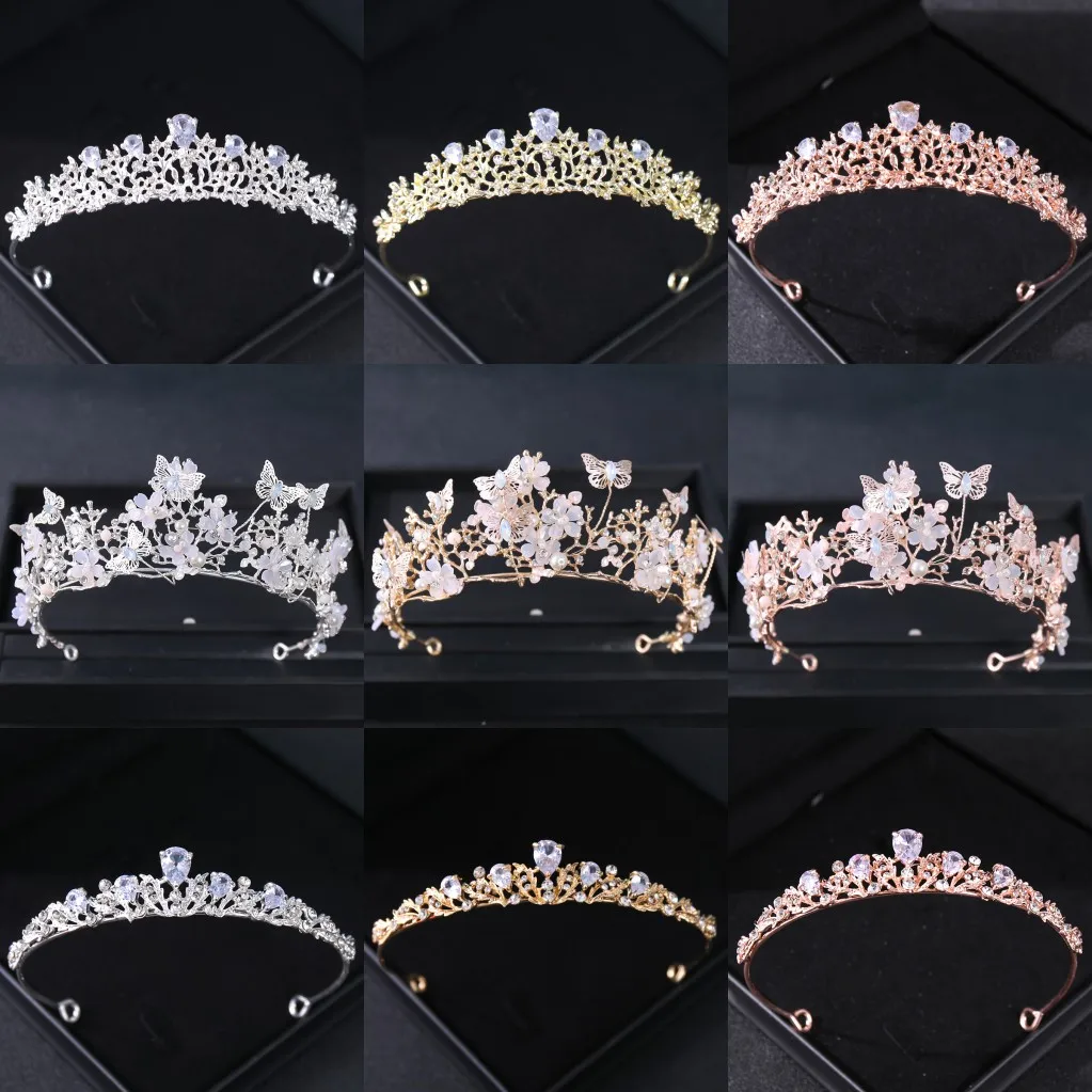 Baroque Luxury Crystal Pearls Bridal Crown Tiaras Rhinestone Pageant Prom Diadem Women Bride Headbands Wedding Hair Accessories